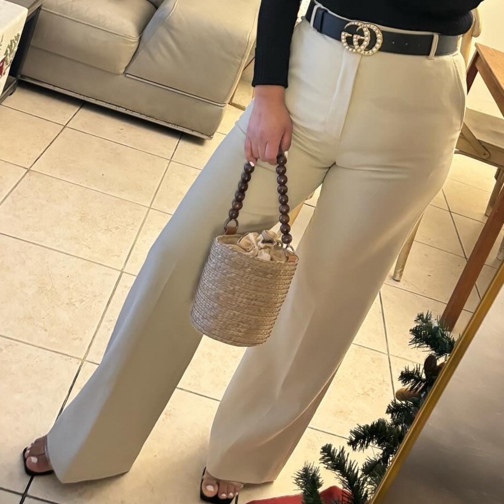 Zara Wide-Leg Trousers in Cream